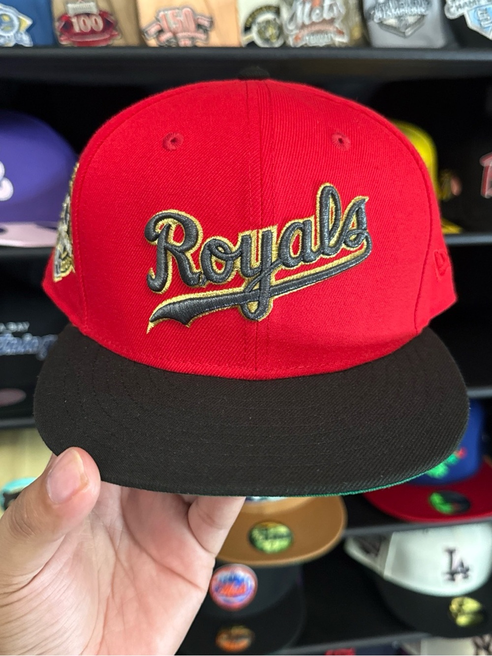 New Era Kansas City Royals 59FIFTY Fitted Hat Size 7 5/8 Red Black 40th MLB